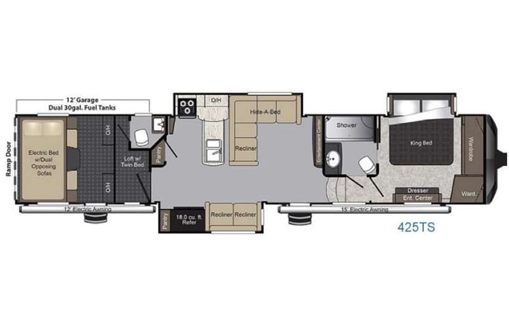 Representative floor plan provided by a trusted RVshare partner.