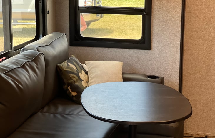 Removable stable by the couch.