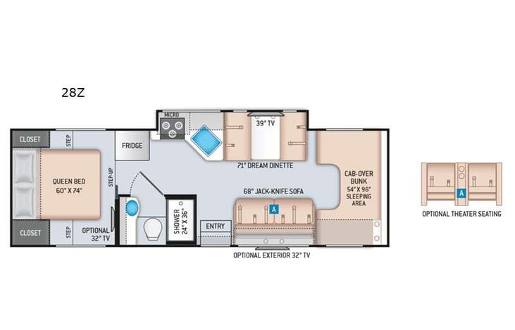 Representative floor plan provided by a trusted RVshare partner.