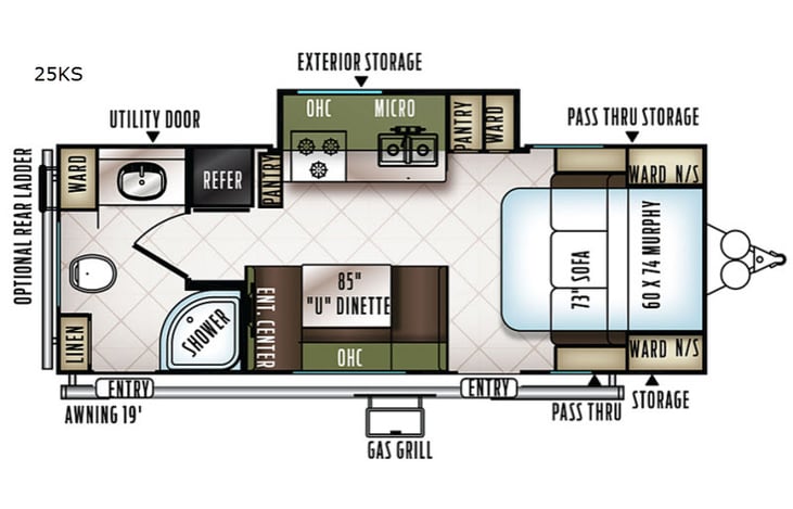 Representative floor plan provided by a trusted RVshare partner.
