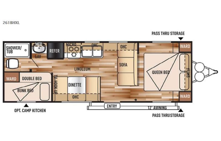 Representative floor plan provided by a trusted RVshare partner.