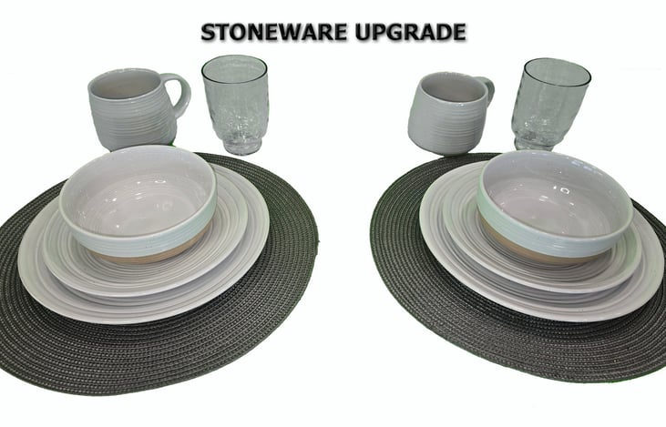 Stoneware Upgrade. This removes durable tableware from the standard option.