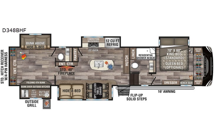 Representative floor plan provided by a trusted RVshare partner.