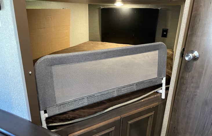 Optional bed gate for the bunk bed can be provided if a young child is going to be sleeping on the bunk bed.