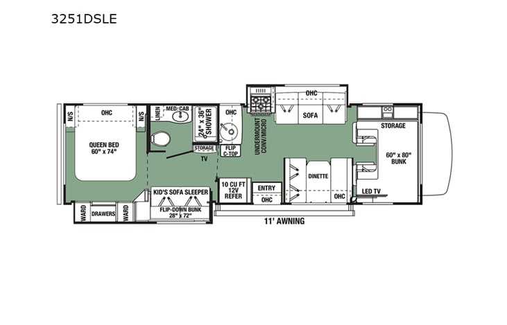 Representative floor plan provided by a trusted RVshare partner.