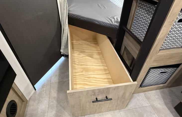 Storage under the Double Bunk Beds