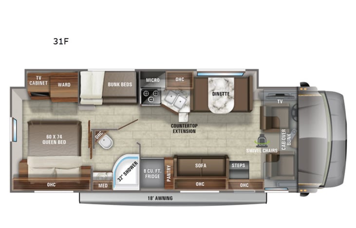 Representative floor plan provided by a trusted RVshare partner.