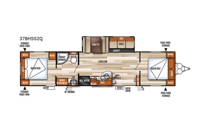 Representative floor plan provided by a trusted RVshare partner.