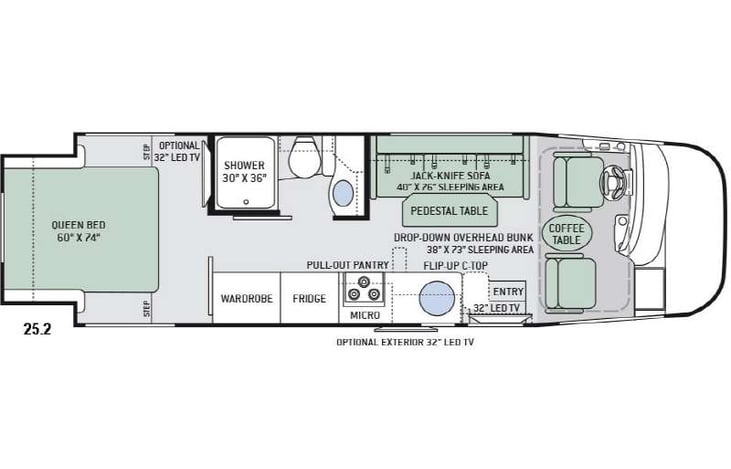 Representative floor plan provided by a trusted RVshare partner.