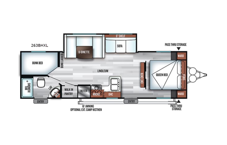 Representative floor plan provided by a trusted RVshare partner.