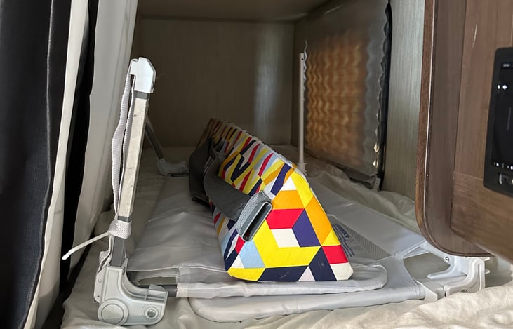 Bunkbeds that are slightly longer than twin triangle for children and two extra gates for children.