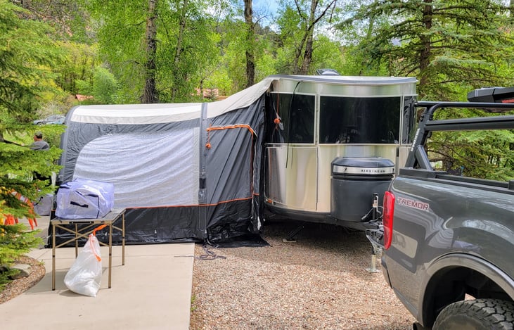 Optional tent add-on will easily fit another 4 adults.