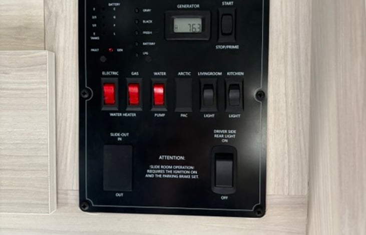 Control panel over the door.