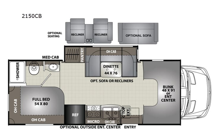 Representative floor plan provided by a trusted RVshare partner.