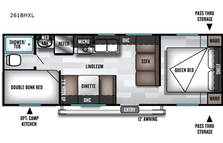 Representative floor plan provided by a trusted RVshare partner.