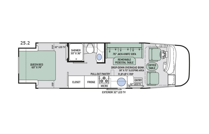 Representative floor plan provided by a trusted RVshare partner.
