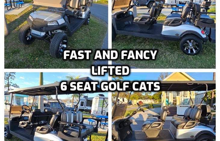 WE COORDINATE DELIVERY OF THE LATEST MODEL  SIX SEAT GOLF CARTS, THEY FANCY SEATS, FANCY WHEELS, LED LIGHTS,USB, ECT. ECT.