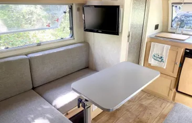 Sofa, table, TV, stereo