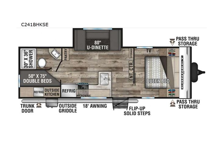 Representative floor plan provided by a trusted RVshare partner.