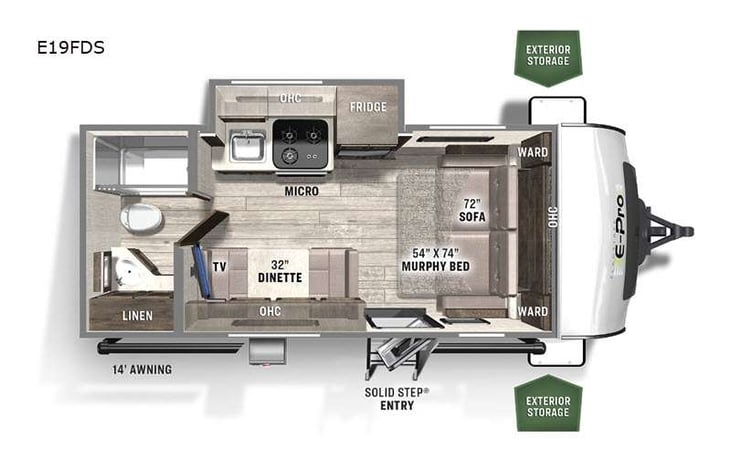 Representative floor plan provided by a trusted RVshare partner.