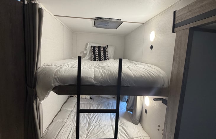 Bunk bed area. Full size beds