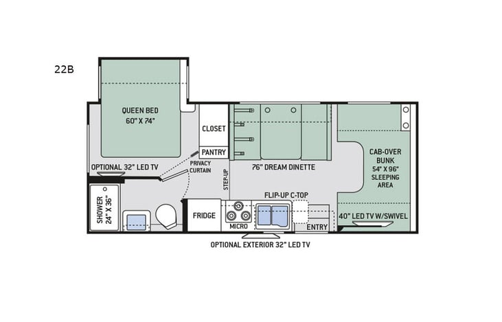 Representative floor plan provided by a trusted RVshare partner.