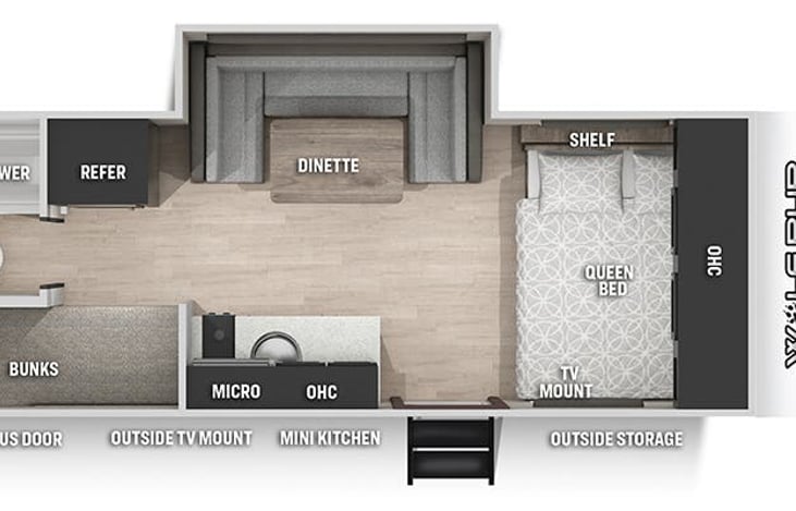 Floorplan - Dinette changes into a bed if needed.