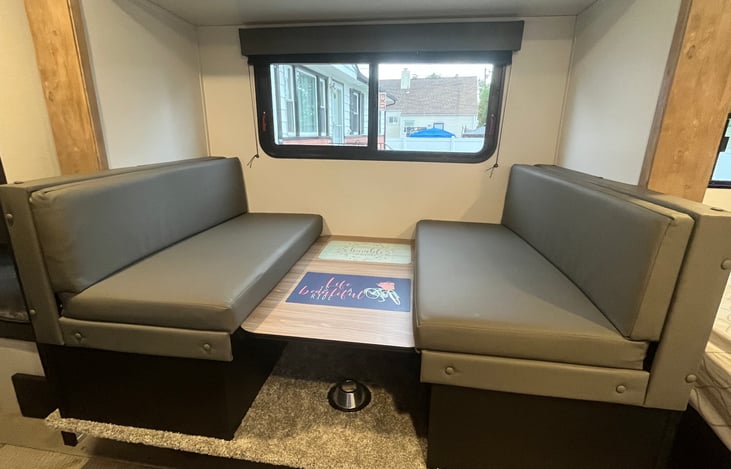 Dinette prepped for bed space.