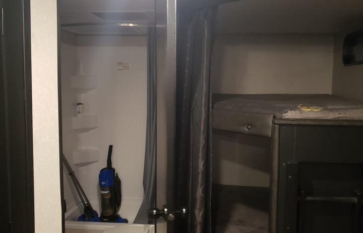 Double bunks with ladder access for the kids.