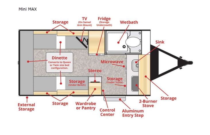 Representative floor plan provided by a trusted RVshare partner.