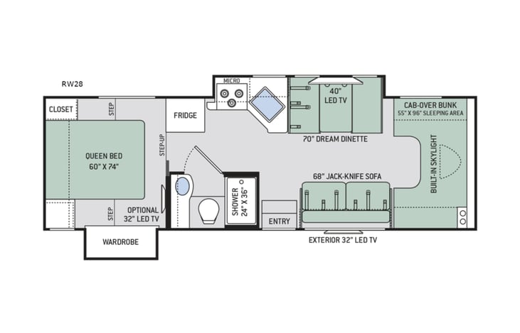 Representative floor plan provided by a trusted RVshare partner.