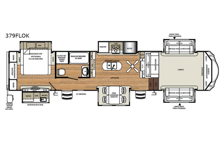 Representative floor plan provided by a trusted RVshare partner.