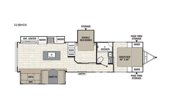 Representative floor plan provided by a trusted RVshare partner.