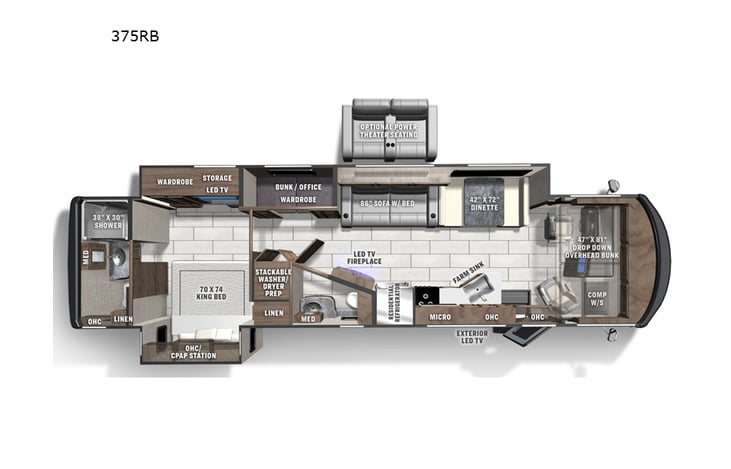 Representative floor plan provided by a trusted RVshare partner.