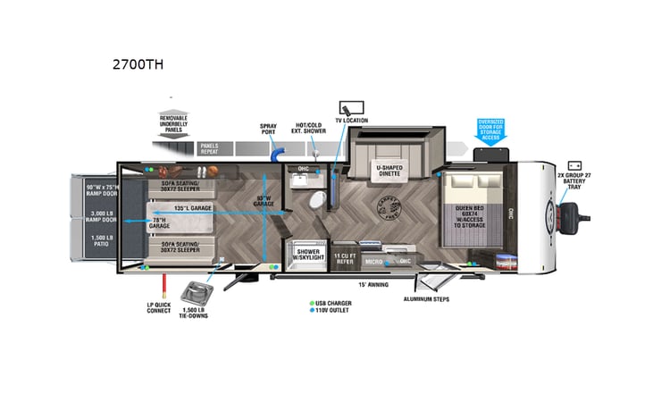 Representative floor plan provided by a trusted RVshare partner.