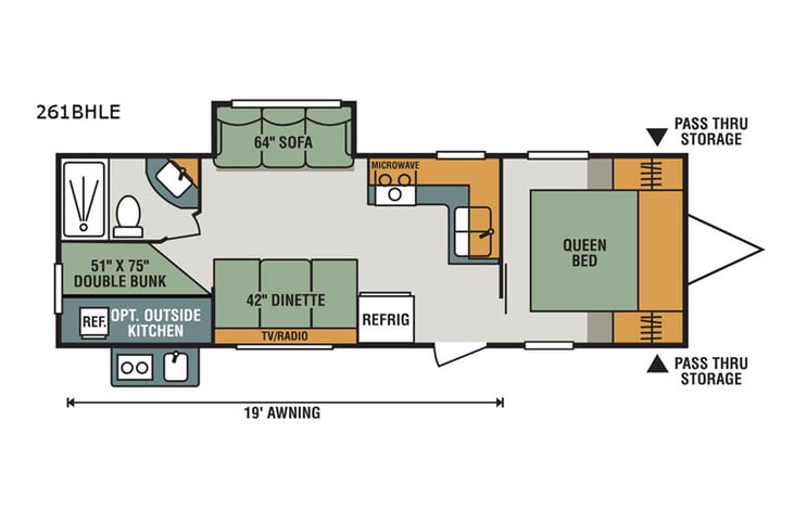 Representative floor plan provided by a trusted RVshare partner.