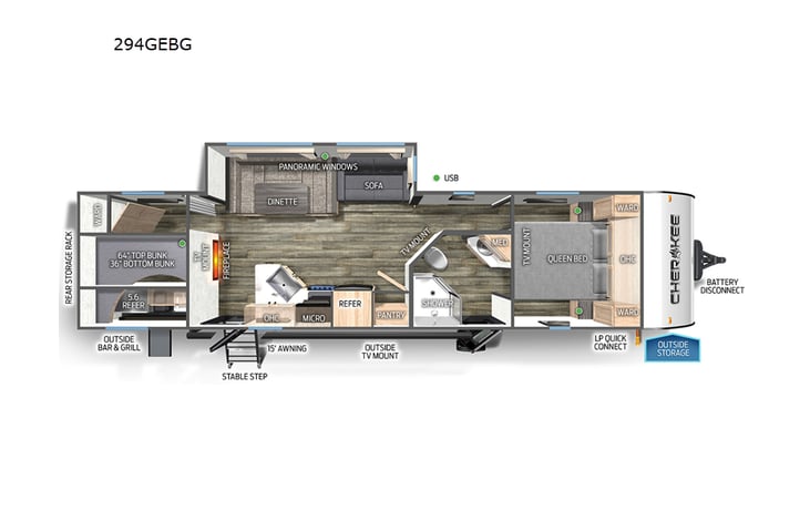 Representative floor plan provided by a trusted RVshare partner.