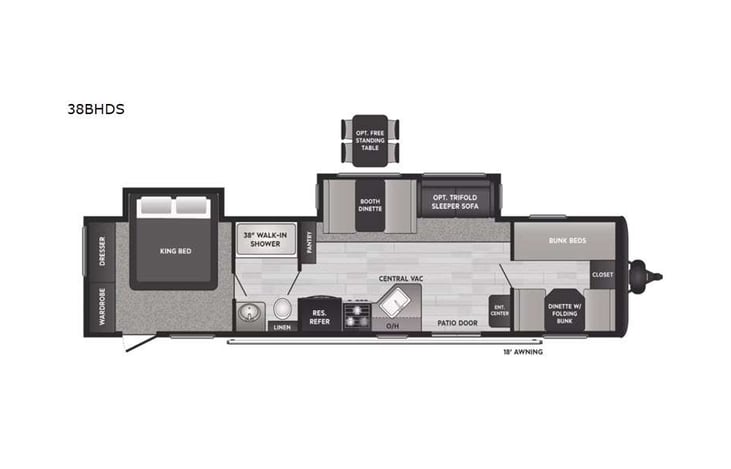 Representative floor plan provided by a trusted RVshare partner.