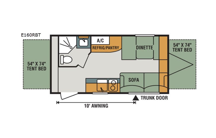 Representative floor plan provided by a trusted RVshare partner.