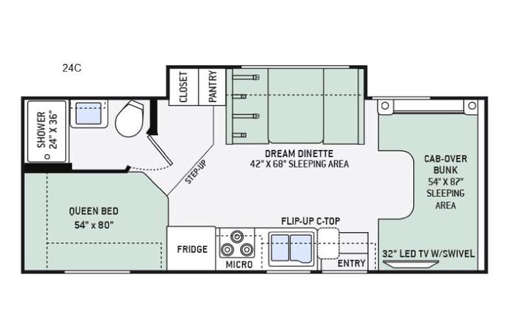 Representative floor plan provided by a trusted RVshare partner.