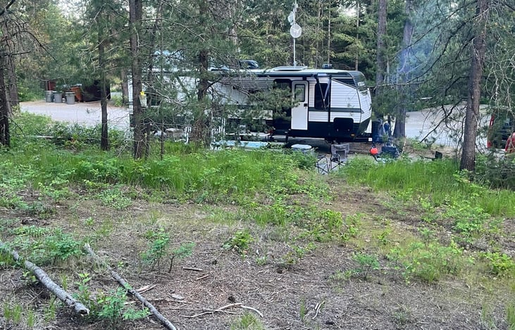 Outside. Great for dry camping or full hook ups