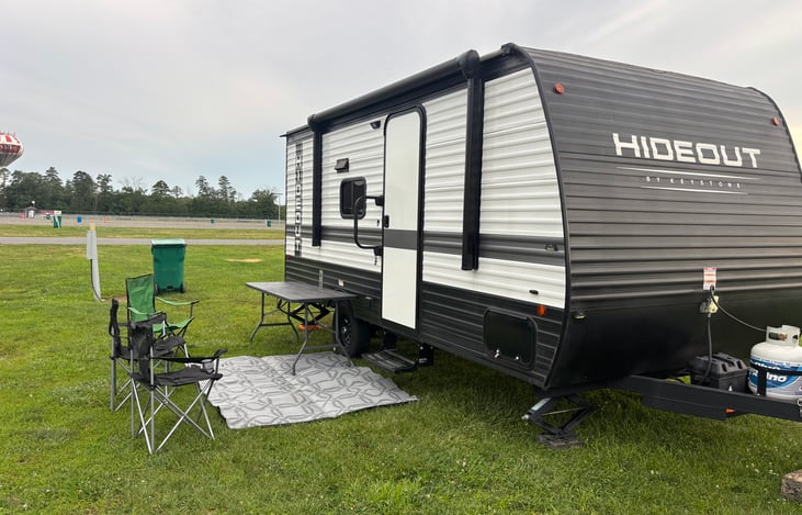 Push button awning , sit , and relax