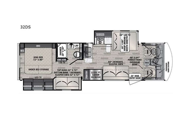 Representative floor plan provided by a trusted RVshare partner.