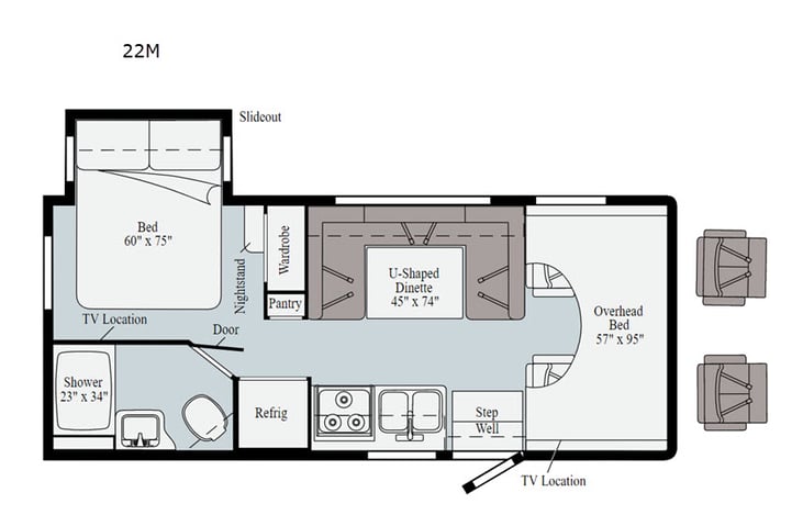 Representative floor plan provided by a trusted RVshare partner.