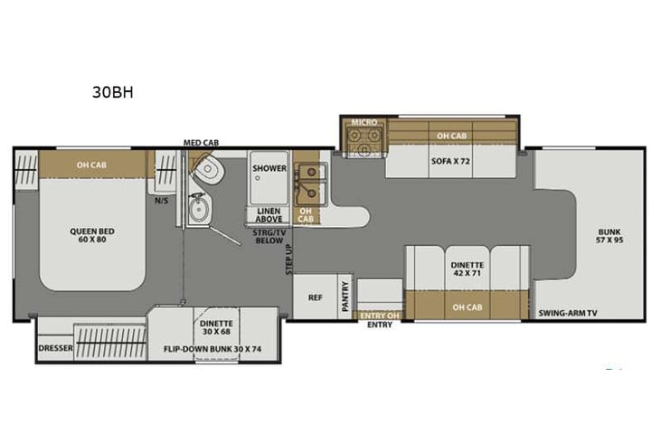 Representative floor plan provided by a trusted RVshare partner.