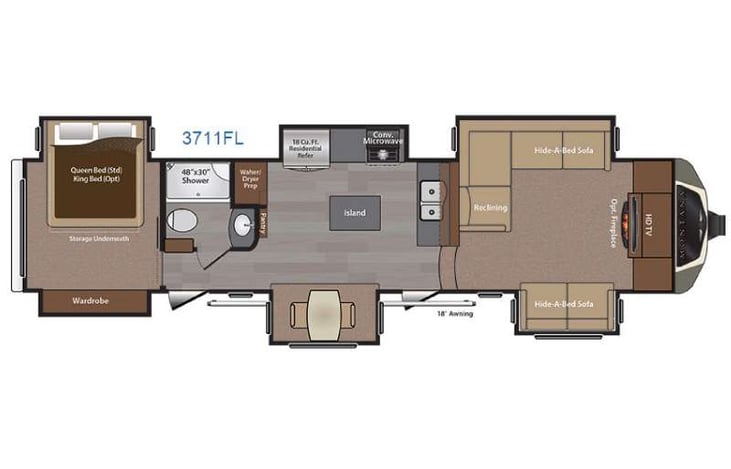 Representative floor plan provided by a trusted RVshare partner.