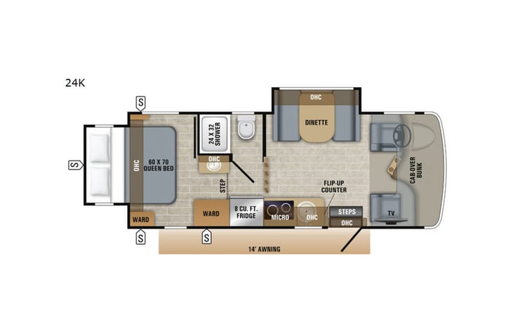 Representative floor plan provided by a trusted RVshare partner.