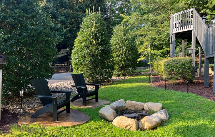 Spacious and private Lake Lure, NC Apple Valley Farm Motorcoach Resort lot rental with utilities $85/night.