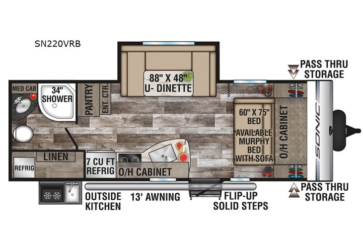 Representative floor plan provided by a trusted RVshare partner.