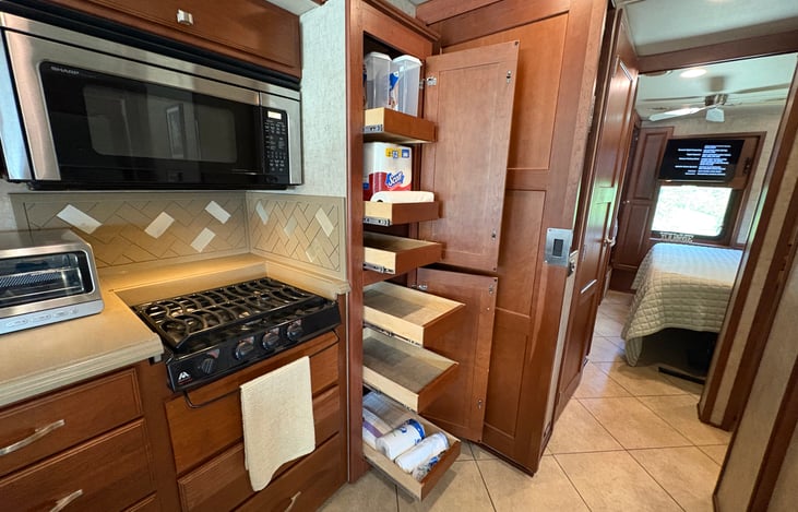 large pantry with pull out shelves